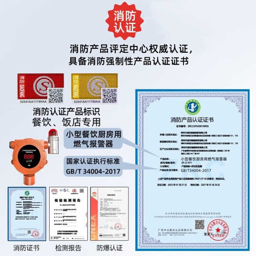 立可安 立可安科技可燃气体泄漏探测器报警器带自动切断阀工商业防爆餐饮饭店可家用 719防爆燃气报警器+2有线切断阀