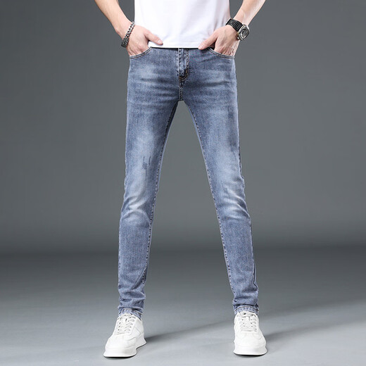 Falamone Armani Light Luxury Jeans Männer 2025 Frühlings- und Sommer Dünne schlanke Füße Elastizität und lässig Koreanische Version High-End MK9901 28