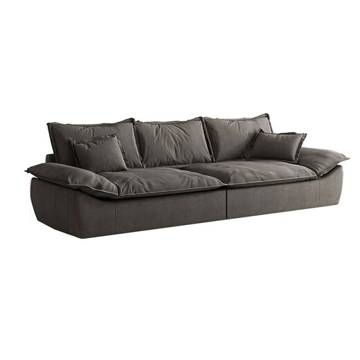 Sui Zhi modern simple fabric sofa living room small apartment home light luxury three-seat sailboat sofa straight row fabric sofa dark gray - skin-friendly velvet + high resilience silk cotton cushion three-seat 2.1m 80cm wide