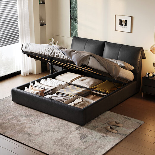 Lin's Home Double Bed Leather Master Bed Bedside Soft Bag Backrest Bed High-end Atmospheric 1.8m x 2m Bed PC835