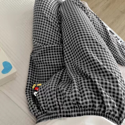 FHHUABD睡裤米奇格子长裤春夏季薄款休闲裤居家学生秋天可外家居遛弯裤子 854【长裤】 XL 【115-135斤】