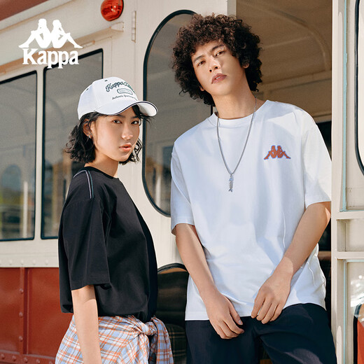 Kappa (Kappa) Back-to-Back-Ehepaar Sport T-Shirt für Sommer New Herren Sorona Casual Kurzärmelige coole halbe Ärmeln Frauen Black-9902XL