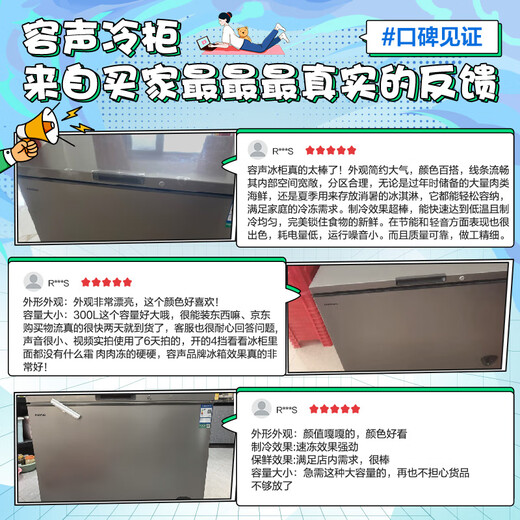 Ronshen 300L single-temperature household freezer PCM anti-corrosion inner tank with large capacity can store about 430Jin