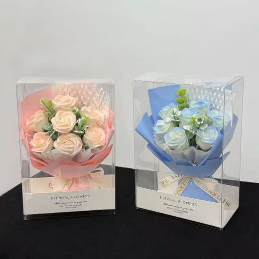 迷你口袋见面小花束玫瑰向日葵永生花仿真花伴手礼生日女神节礼物 小花束-棕色+紫玫瑰 1支