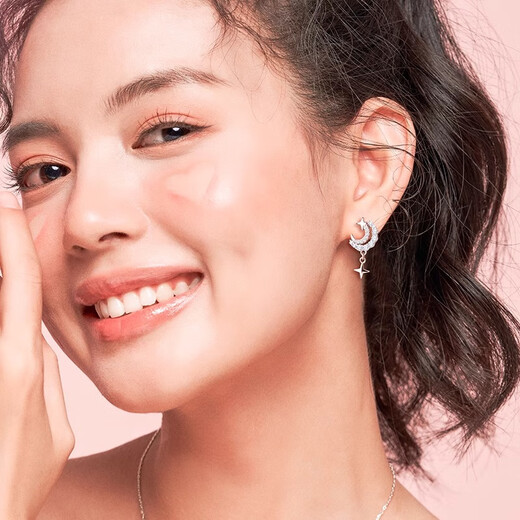 Fanqi (Fanci) Yueluo Xinghe Earrings for Women Silver Moon Stars Gift for Girlfriend on her Birthday Yueluo Xinghe Earrings