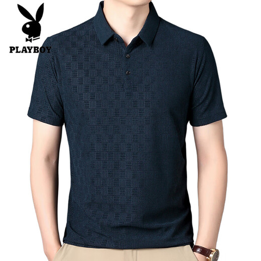 Playboy 2025 Neues Maulbeer-Seide mittleren Alters im mittleren Alter, kurzarmed T-Shirt Revers Polo. Hemd Cool und atmungsaktives Daddy-Anzug T-Shirt 9901 Black XL 175 Vorschläge 135-150jin [Jin gleich 0,5 kg]