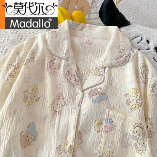 
Modal 2025 new Yunduo Cotton Pajamas for women in summer short-sleeved cartoon cute loose girl can wear home clothes set 1105 Melody and Katie Cat-Yunduo Cotton Short-sleeved M (80-95Jin[Jin equals 0.5 kg])