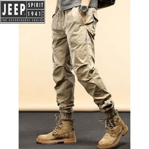 
JEEP SPIRIT2025 new work pants men's trendy brand spring and autumn summer pure cotton trousers loose casual men's sports long pants khaki (summer 679) 33 (recommended 150-160Jin [Jin equals 0.5 kg])