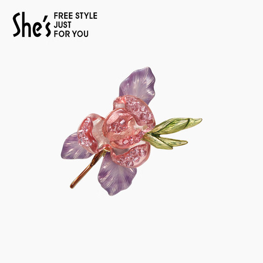 She s Akiko Monet impression bright resin flower brooch high-end temperament brooch brooch silk scarf buckle birthday gift for women bare crystal powder A0