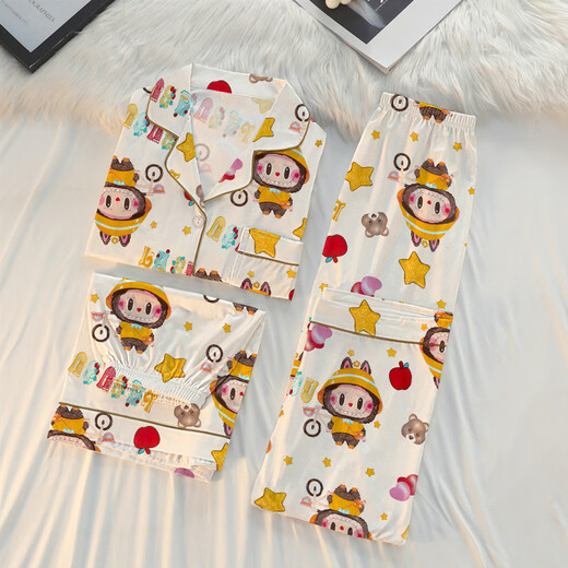 Xianxiu labubu milch seiden cartoon home kleidung dreiteiliger pyjama 14137#1 185 xxl