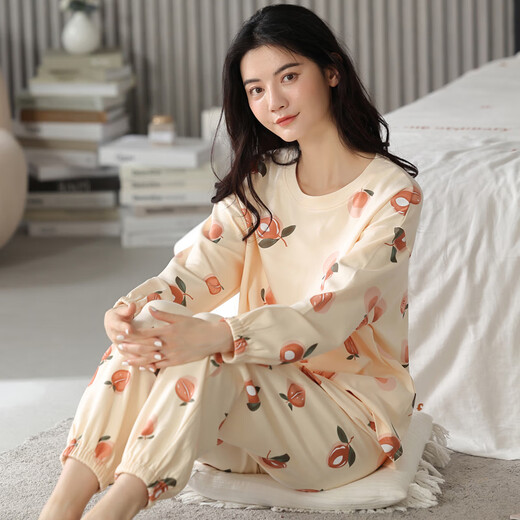 Frühlings- und Herbst-Pyjamas Frauen purer Baumwolle Langarm Koreanisch niedlicher Cartoon Zwei-teiliger Student Student Summer Herbst und Winter Home-Anzug GXT9928 M (vorgeschlagen 75-95jin [Jin gleich 0,5 kg])