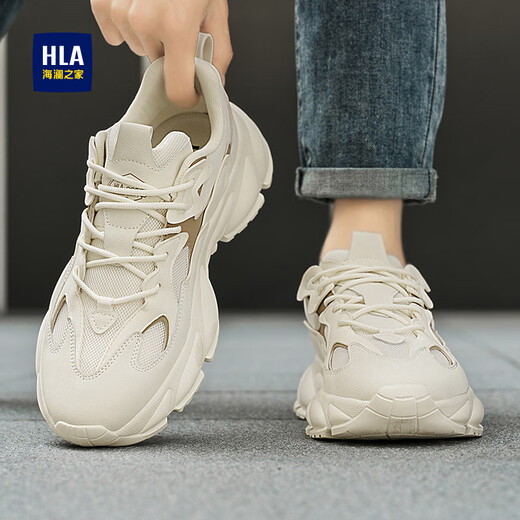 Hai Lan House HLA men's shoes comfortable breathable sports shoes men's versatile casual dad shoes men Q138 beige 42