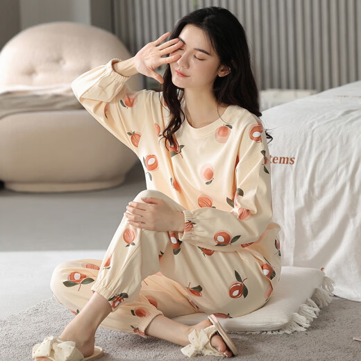 Frühlings- und Herbst-Pyjamas Frauen purer Baumwolle Langarm Koreanisch niedlicher Cartoon Zwei-teiliger Student Student Summer Herbst und Winter Home-Anzug GXT9928 M (vorgeschlagen 75-95jin [Jin gleich 0,5 kg])