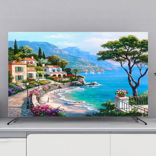 Badfenster High-End Light Luxury TV-Staub Cover 65-Zoll-TV-Cover Stoff TV-Cover 7055 TV-Staub Cover Hanging B1381 Beach Beach 85 Zoll (195*115c.m)