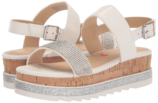Steve Madden Girls' Trista Wedge Sandal, White, 4 Olds White 4 Olds