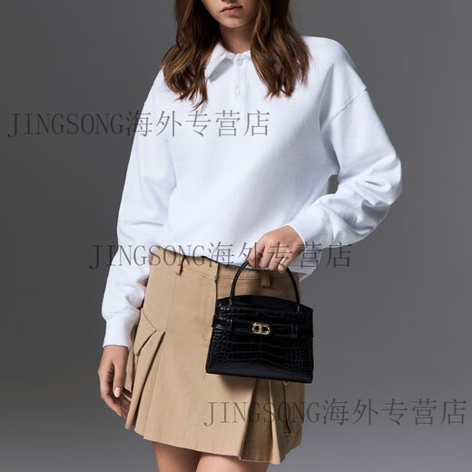 Calvin Klein小ck 夏新晚宴派对年会 鳄鱼纹凯莉包 PU 斜挎手提包 小号 女款 Ivory象牙色 基础装(包)