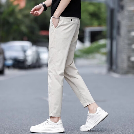 Jeanswest 2025 NEUE SOMERE NEIN-Punkte-Hosen für Männer Ice Seide Dünne schlanke Straight Business Boy Hosen vielseitige Freizeithosen [keine heißverkäufliche Empfehlung] 32 [130-140jin [Jin entspricht 0,5 kg]]