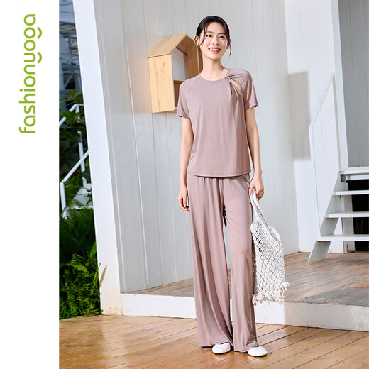 Fan sheng yoga modal pantalon droit lâche pour les femmes au printemps et à l'été mince taille haute pantalon à patte