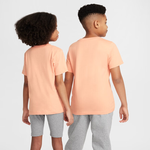 Nike (Nike) Offizielle Jungen und Mädchen große Kinder-T-Shirts für den Herbst Pure Cotton Casual Classic Stickerei Strickte Baumwolle FZ5177 844 Aprikosenmehl 155 l