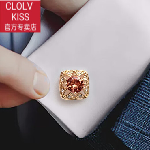 clolv kiss袖扣男士法式衬衫袖口扣袖钉西装衬衣装饰固定扣女士高端定制 银色蓝宝石