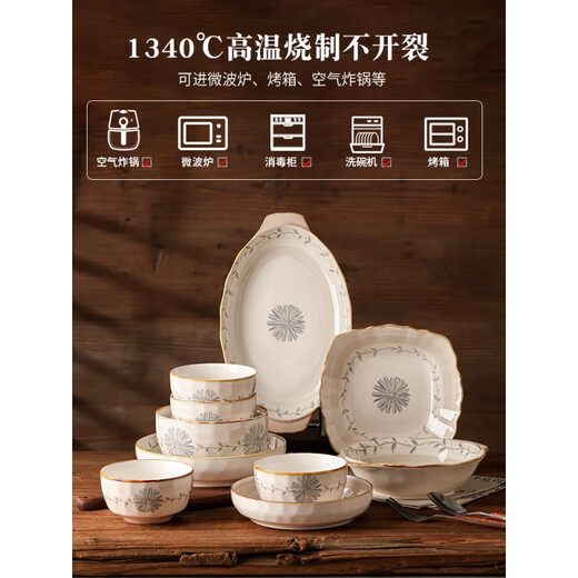 Yomerto Underglaze-farbige Schalen und Teller für Haushaltswarmingschalen und -teller und Essstäbchen Hochwerte Tabellengeschirrs Set 4 Personen Food (Geschenkbox) GB-6624 25-teiliges Set
