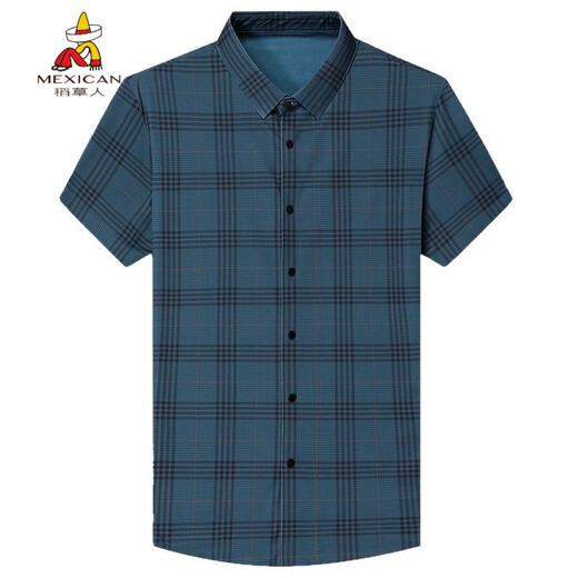 Scarecrow summer short-sleeved men's shirt digital printed plaid light luxury top men's skin-friendly breathable loose cool shirt men 16813/Khaki M 16580-100Jin [Jin equals 0.5 kg]