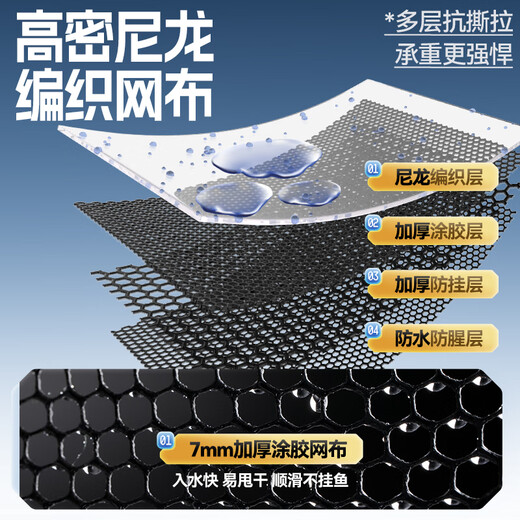 Benno's new square fish guard, special black pit for wild fishing, quick-drying nano net bag, fishing bag, portable mini fish guard, 23cm 1.5m, black and white classic + needle guard + bag