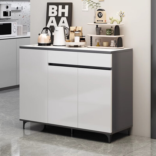 Yijiamu leichter Luxus-Sideboard-Schrank, Wohnzimmer-Wandschrank, multifunktionaler Lagerschrank, moderner, einfacher Teeschrank, Weinschrank, Luxus, verbreitert, drei Türen und zwei Schubladen, 90 x 40 x 88 cm, Tür-zu-Tür-Installation