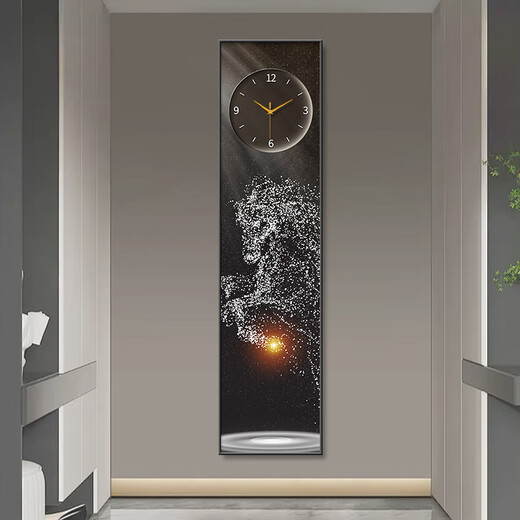 Lan Diando caballos y caballos en el ático Pintura decorativa Sala de estar Caballos para el corredor Chenggong Aisle Estrecho de tiras largas Luces colgantes Luces colgantes Ldy6197 + Reloj 35*140 cm Estilo vertical + espejo de película templada
