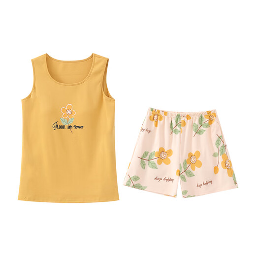 Sommer mit großer Größe ärmelloses Weste Pyjamas Set für Frauen-Hosenträger-Heimkleidung mit Brustpolster integriert Baumwolle für dünne Stil für Fy9856 m (Empfohlen 75-95jin [Jin ist gleich 0,5 kg])