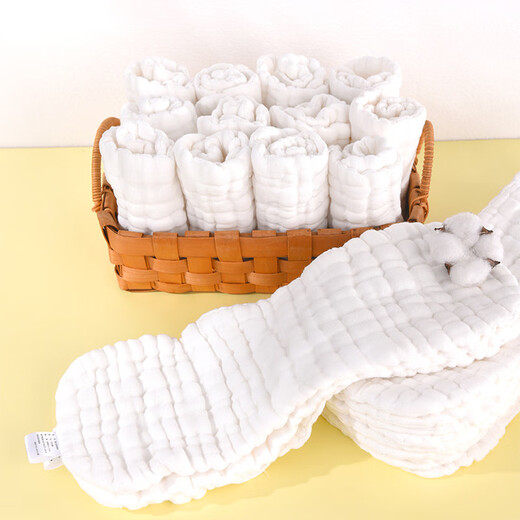 V Baby Windel Atmungsaktives Neugeborenes Baby Meson Stoff Gaze Waschbarer Windeln Erdnuss-Sommer 12-Schicht-Gaze (Schweinschnalle) 10-teilig M: 35 cm*15 cm (geeignet für 0-4 Monate)