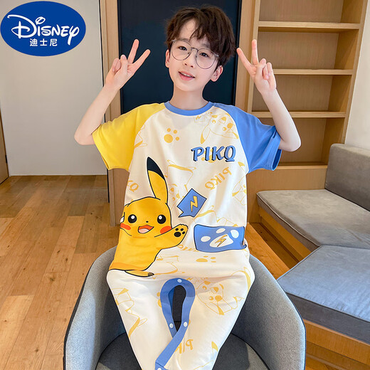 Disney (Disney) Ropa para niños, pijamas de una pieza para niños, algodón de algodón, saco de dormir anti-patada de manga corta de verano, niños grandes, niños grandes G-9928# Egg 170 14 Altura de tamaño 120-130cm50-60Jin [Jin equivale a 0.5 kg]