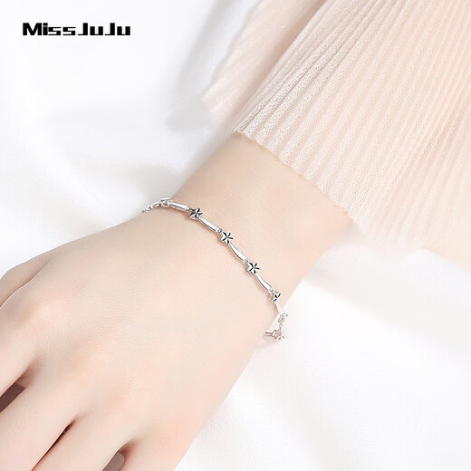 Miss JuJu pt950 platinum star bracelet for women, fashionable platinum star shining bracelet for wife, weight 6.2-6.4 grams, length 16+2cm