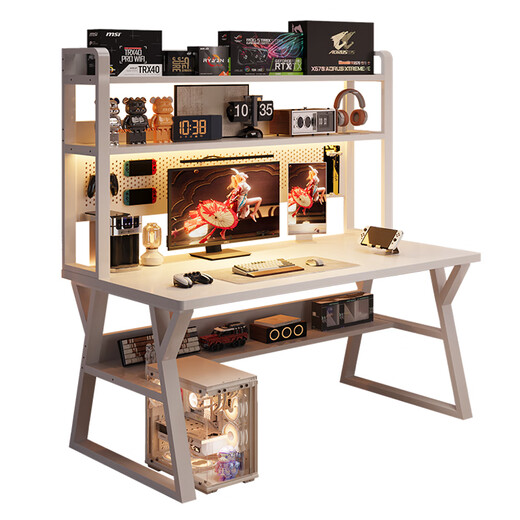 Xinyouliangjia desk bookshelf integrated table home computer table hole board storage rack study table A051 120*60 white