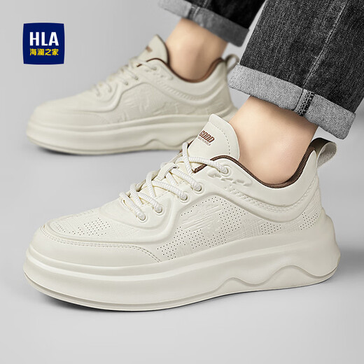 HaiLan Home (HLA) men's shoes summer 2025 new casual board shoes anti-odor and breathable white shoes lightweight non-slip high-rise shoes men's white-breathable punching 42