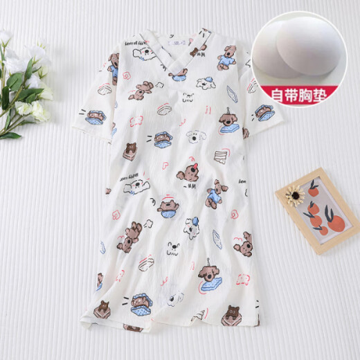 Jingpufei Summer en vyerro de manga corta con almohadilla con almohadilla de dibujos animados dulces de algodón de algodón medio cómodo HDS-9926# Puppy manchado M 160