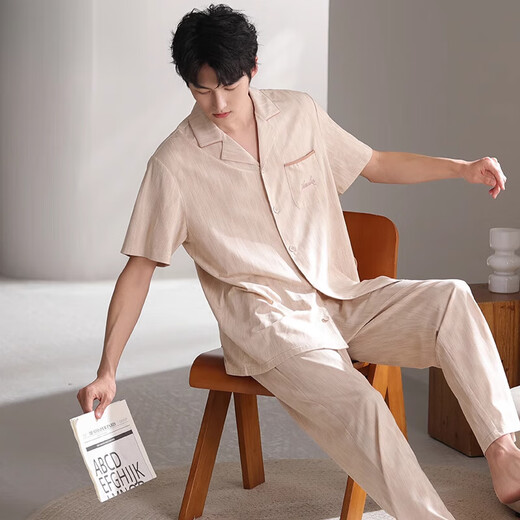 莫代尔睡衣男士夏季短袖长裤套装薄款男款大码感夏款半袖家居服 5012 XL (175码)建议穿着体重140-160