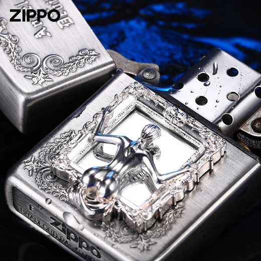 ZIPPO打火机zippo正版纯银天使与魔鬼复古男士煤油火机官方 纯银镜框镜中人-单机  DY9902TZ