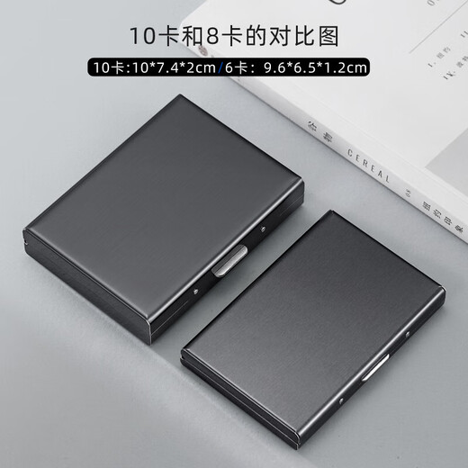 Bolsa de tarjeta de metal para la caja de tarjetas pequeñas antidemagnetización de los hombres para el estuche de tarjetas bancarias antirrobo para el titular de la tarjeta de identificación de negocios de la mujer Wise Black 10 tarjetas