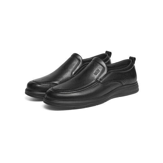 Red Dragonfly Left Month Hollow Leather Shoes 2025 Summer One-Pick Business Casual Shoes Men's WTA150511L Black Hollow 44