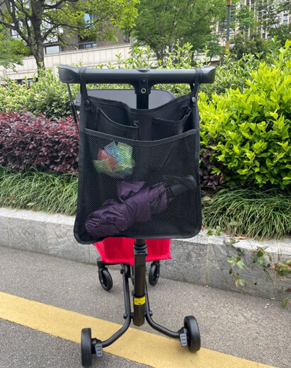 Little Huzi's baby walking artifact hanging bag hanging bag net bag baby stroller large capacity multi-function storage bag storage bag gray double-layer hanging bag