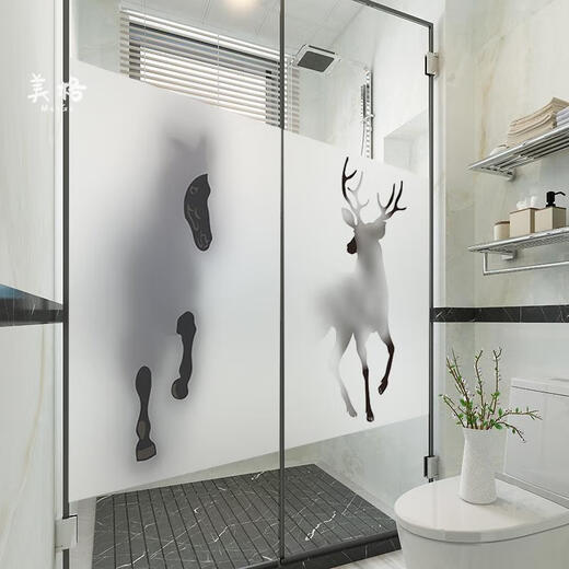 鹿色厕所窗户贴纸防走光防窥膜浴室定制磨砂玻璃贴膜透光不透明个性创 KT25A-一马当先 7373cm * 7373cm