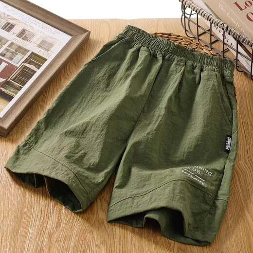 Yuanyoufel 1396 Schnelle trockene Shorts Sommer dünn 2024 Schöne super coole Eis Seide Lose lässige Straße blasen Sport mit mittlerem Sport Hauptbildmodell 140 Höhe 125-135 cm