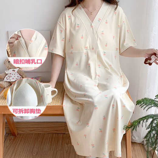 Sommer mit kurzärärmernden Nachthemd für schwangere Frauen im Sommer, schwangere Frauen Pyjamas, Krankenhauszimmer für Entbindungsrock, großer Sy6803 L empfohlenes Gewicht innerhalb von 120 Jin [Jin entspricht 0,5 kg]