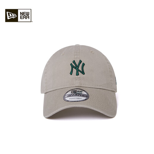 NEW ERA纽亦华MLB棒球帽2025春夏新款男女情侣极简刺绣小LOGO弯檐软顶帽 14538319-米白色 纽约洋基队 OSFM