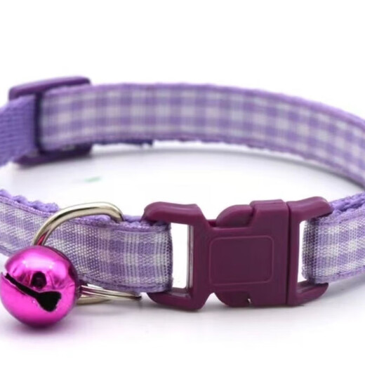 Pet collar small square plaid casual dog collar cat collar identification collar dog collar collar decorative anti-lost collar small square collar light gray 1 piece