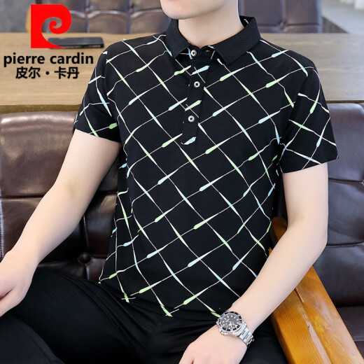 皮尔卡丹（pierre cardin）新款男士纯欲风polo.衫时尚韩版半袖青年印花棉质吸汗透气短袖t恤 9226卡其 M 90-100斤