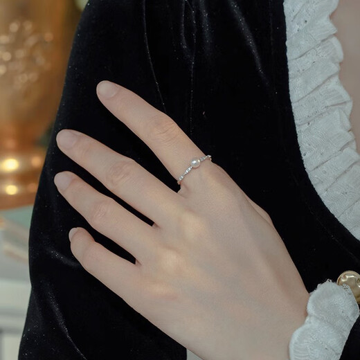 Floral manor simple bead ring simple light luxury temperament adjustable adjustable niche simple temperament ring ring