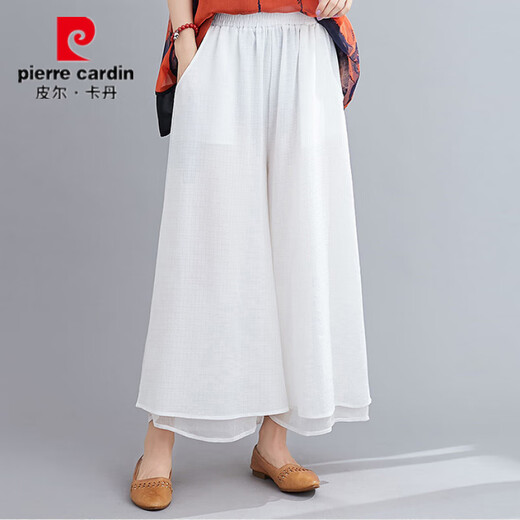 皮尔卡丹大码t恤女妈妈装雪纺衫短袖2025夏季九分阔腿裙裤宽松时尚套装女 9716桔红套装 均码 小【建议100-135斤】