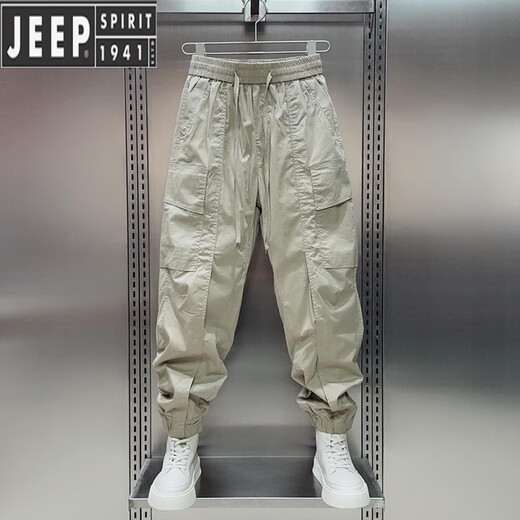 JEEP SPIRIT2025夏季新款高端束脚工装裤男士宽松痞帅薄款百搭哈伦休闲运动裤 灰色 H25-11 2XL